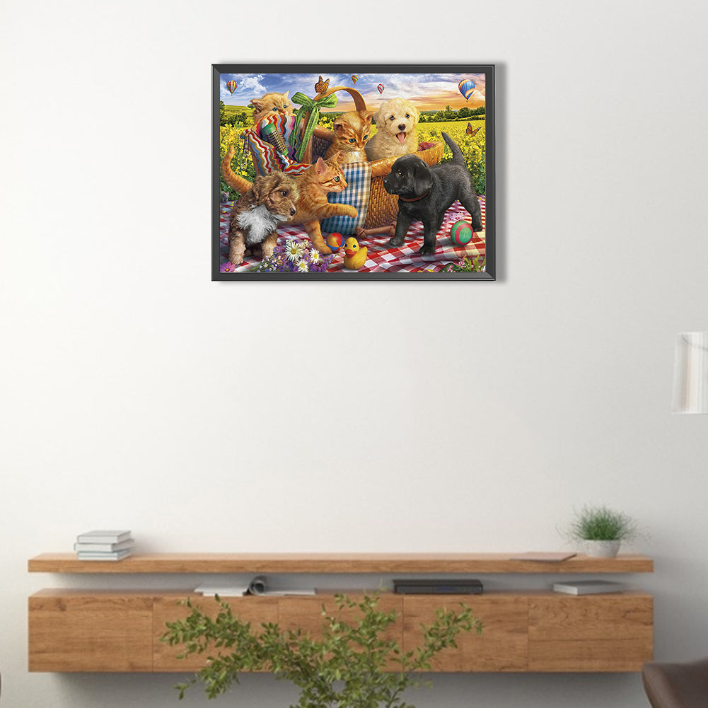 Pet Party - Full Round Drill Diamond Painting 40*30CM