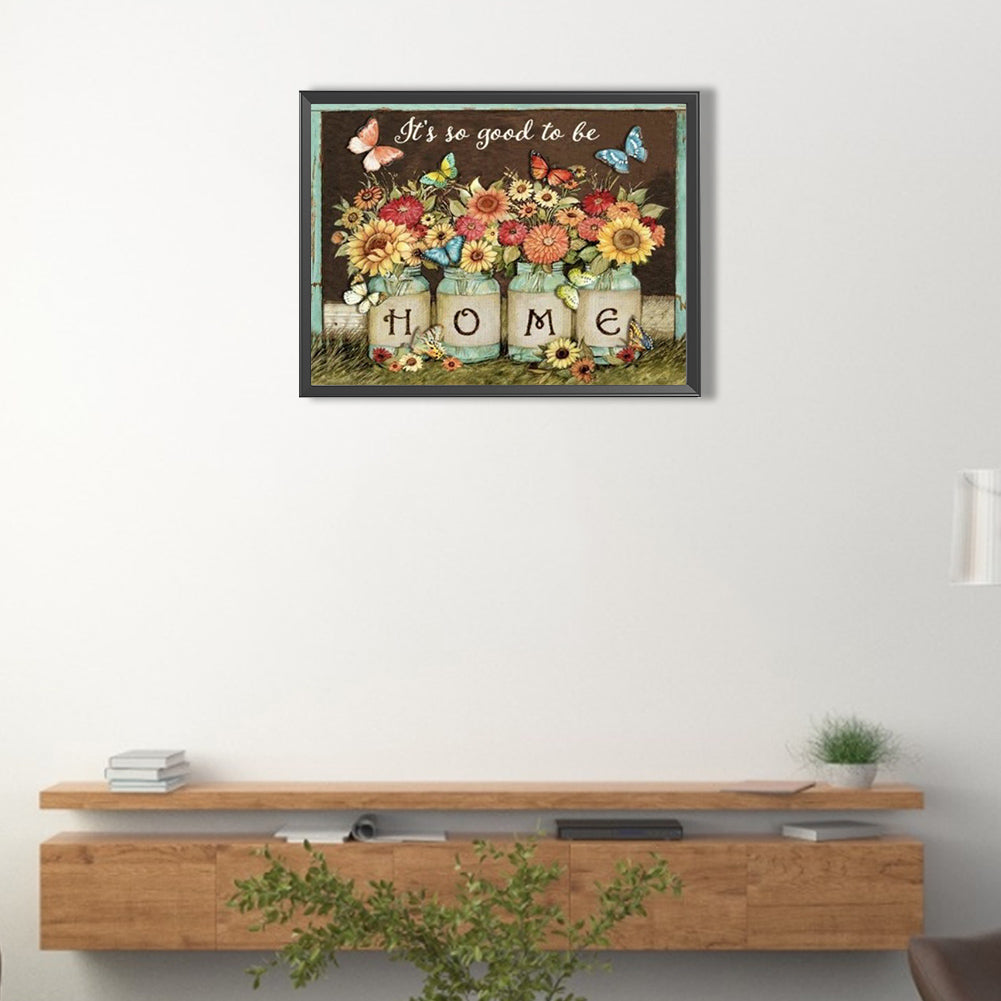 Flower Sign Bar - Full Round Drill Diamond Painting 40*30CM