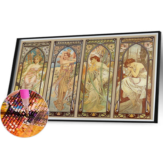 Art Illustration - Mucha - Full Round Drill Diamond Painting 70*50CM