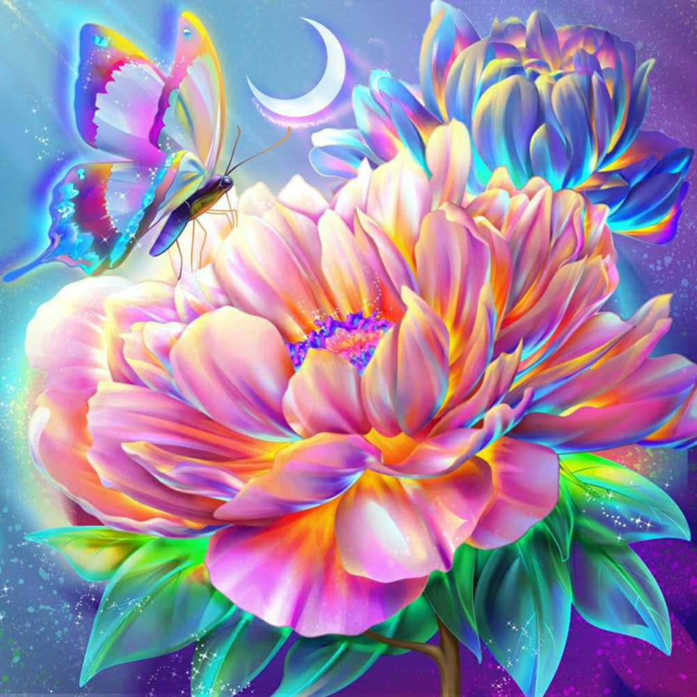 Flowers And Butterflies - Full Round Drill Diamond Painting 30*30CM