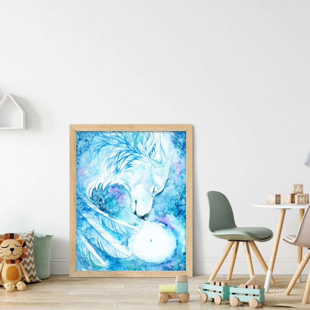 Sad Wolf - Full Round Drill Diamond Painting 30*40CM