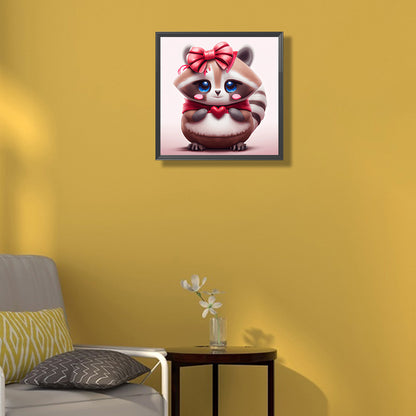 Big Headed Animal Raccoon - Full Round Drill Diamond Painting 30*30CM