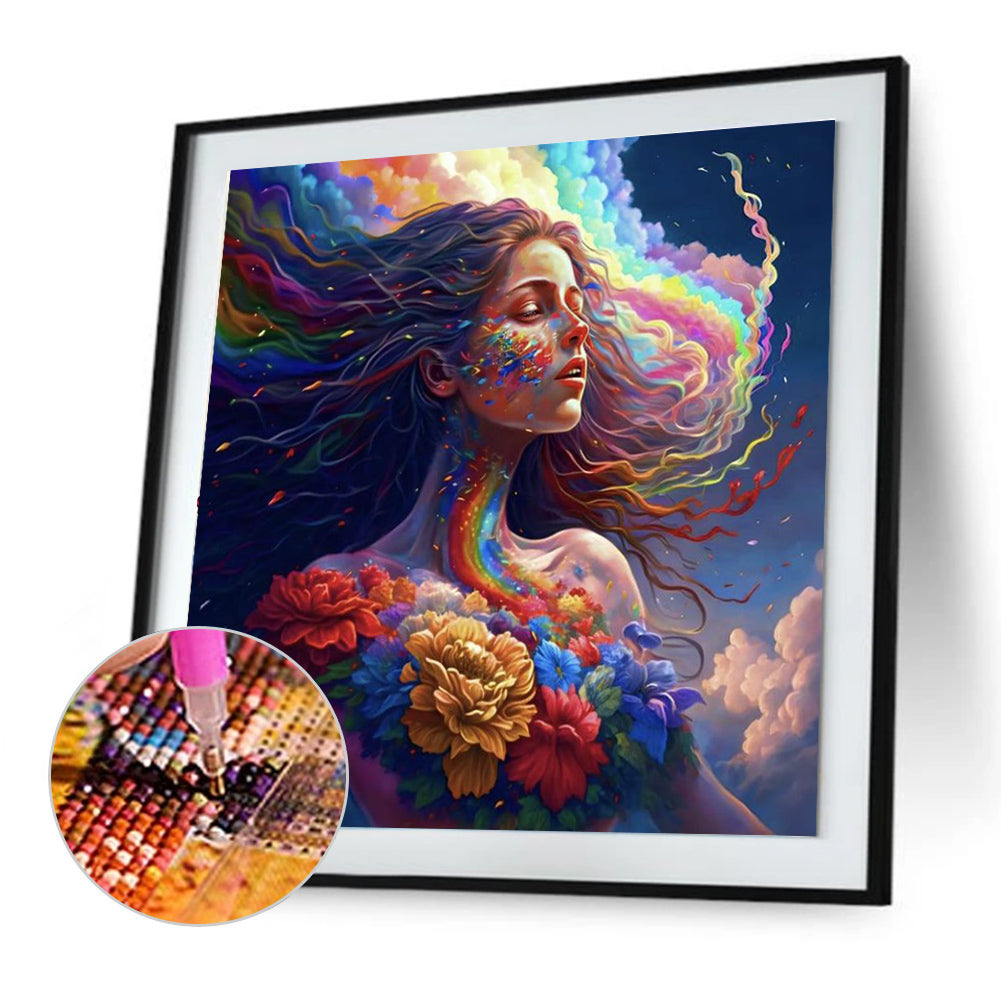 Rainbow Girl - Full Round Drill Diamond Painting 30*30CM
