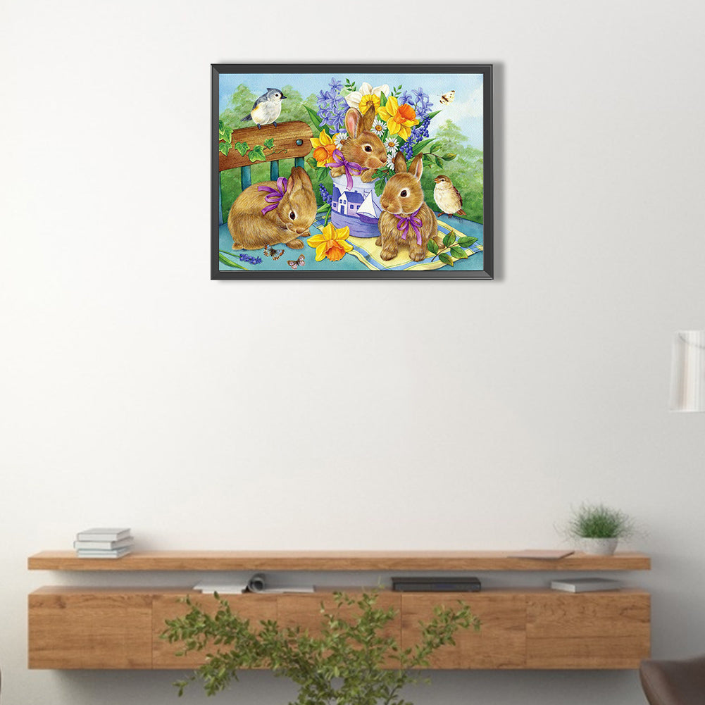 Rabbit - Full Round Drill Diamond Painting 40*30CM