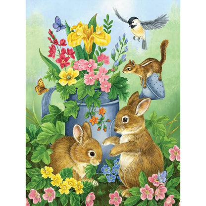 Animals Playing In The Wild - Full Round Drill Diamond Painting 30*40CM