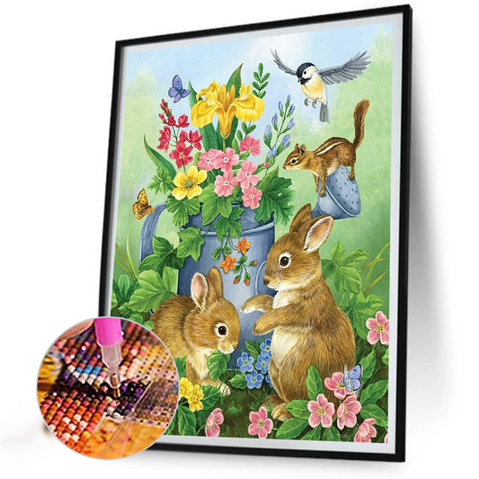 Animals Playing In The Wild - Full Round Drill Diamond Painting 30*40CM