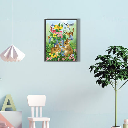 Animals Playing In The Wild - Full Round Drill Diamond Painting 30*40CM