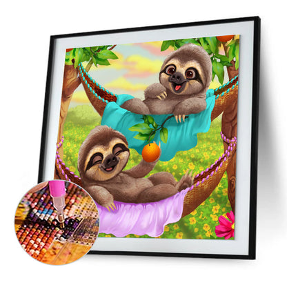Animals Playing In The Wild - Full Round Drill Diamond Painting 30*30CM
