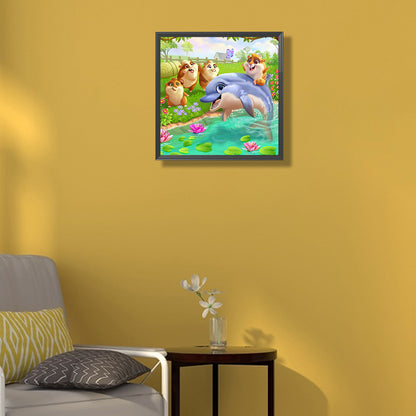 Animals Playing In The Wild - Full Round Drill Diamond Painting 30*30CM