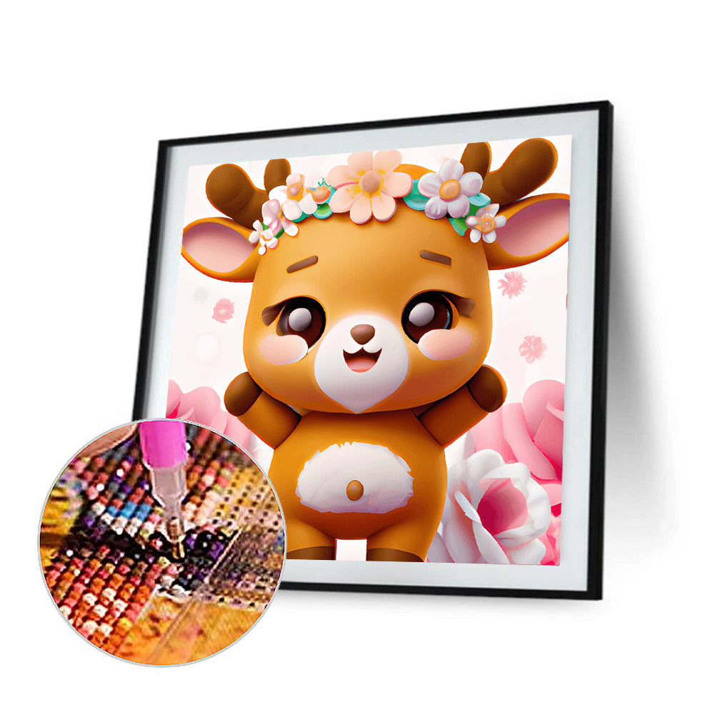 Giraffe In The Flowers - Full Round Drill Diamond Painting 30*30CM