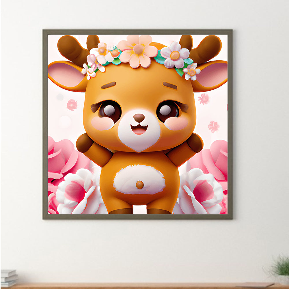Giraffe In The Flowers - Full Round Drill Diamond Painting 30*30CM