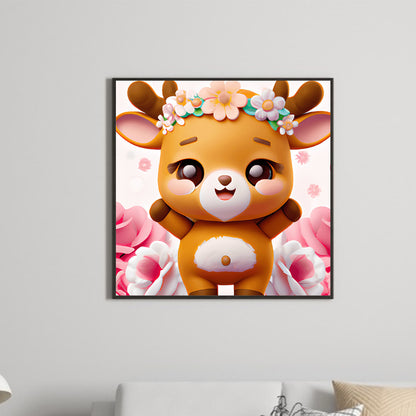 Giraffe In The Flowers - Full Round Drill Diamond Painting 30*30CM