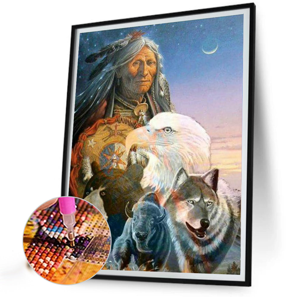 Indians - Full Round Drill Diamond Painting 30*40CM
