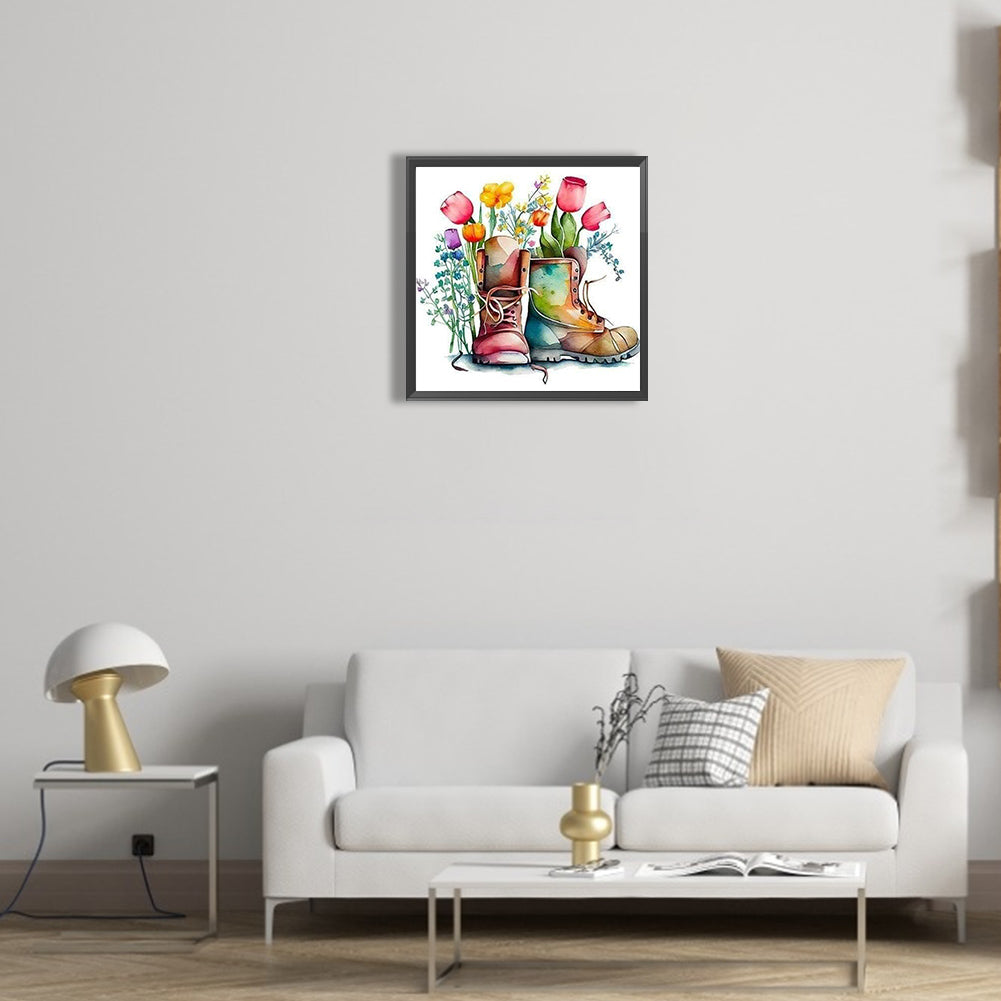 Flower Boots - Full Round Drill Diamond Painting 30*30CM