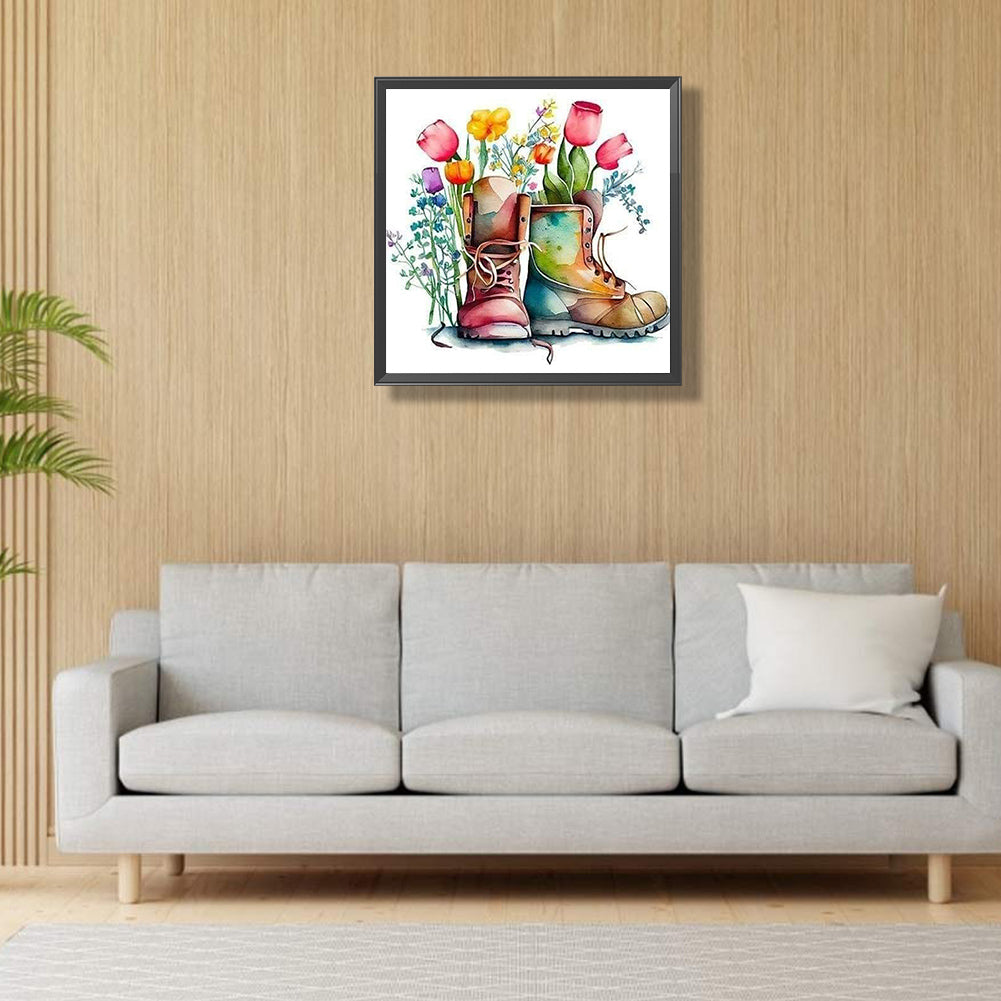 Flower Boots - Full Round Drill Diamond Painting 30*30CM
