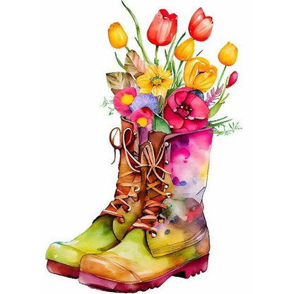 Flower Boots - Full Round Drill Diamond Painting 30*40CM