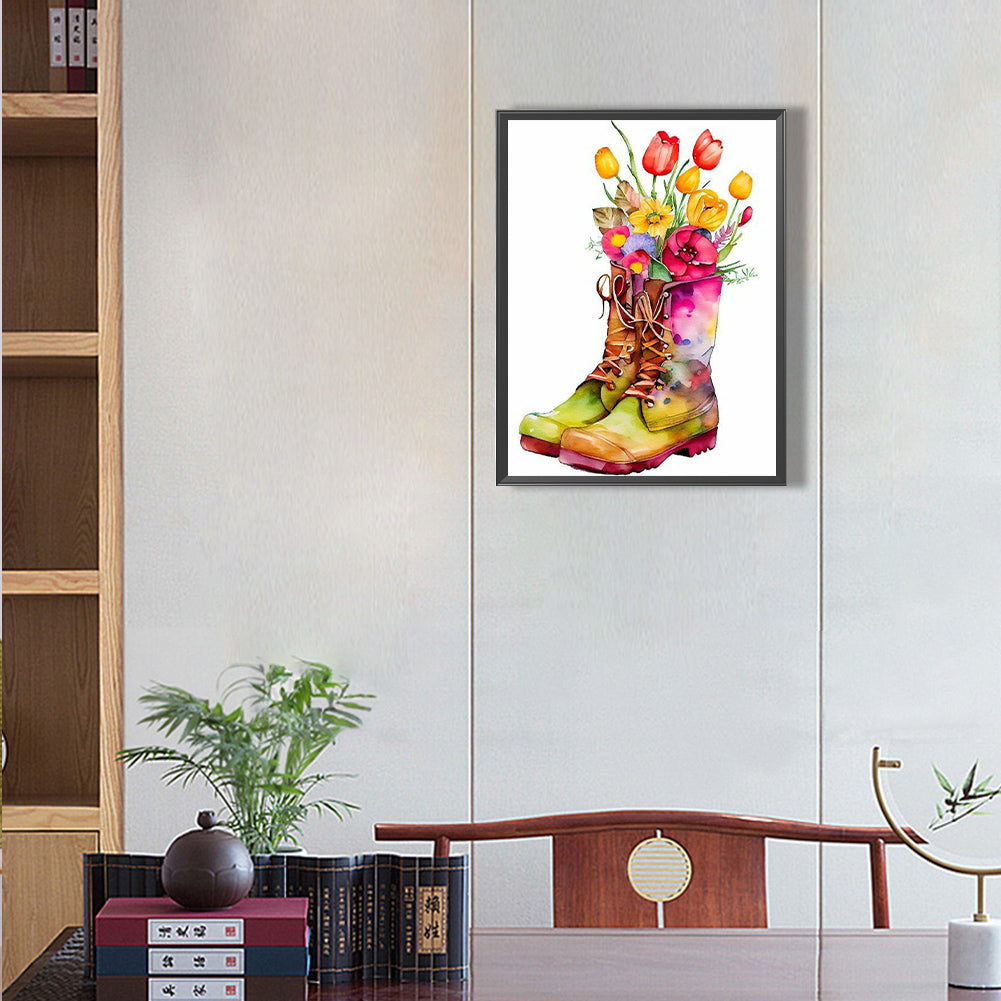 Flower Boots - Full Round Drill Diamond Painting 30*40CM