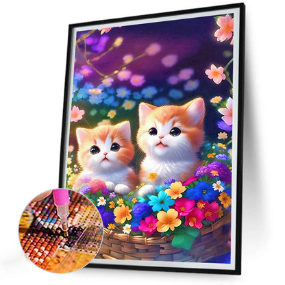 Two Kittens Looking Up - Full Round Drill Diamond Painting 30*40CM
