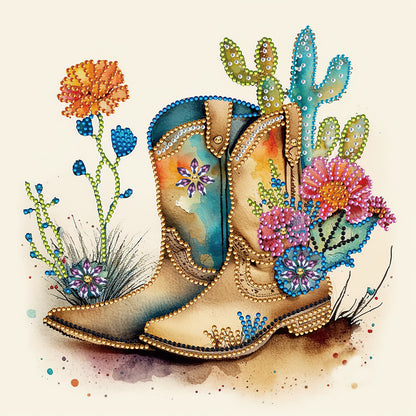 Retro Nostalgic Boots - Special Shaped Drill Diamond Painting 30*30CM
