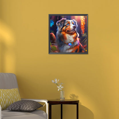 Dog With Crystal Necklace - Full Round Drill Diamond Painting 30*30CM