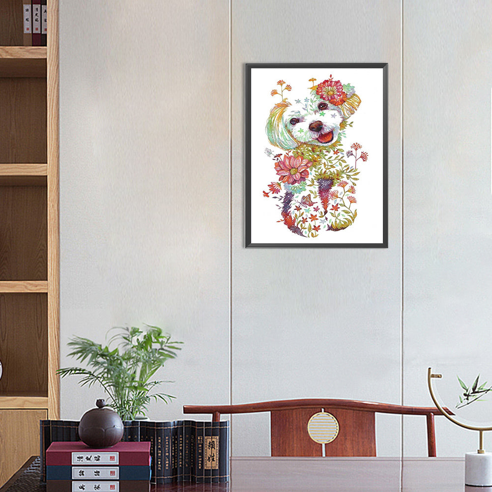 Blossom Puppy - Full Round Drill Diamond Painting 30*40CM