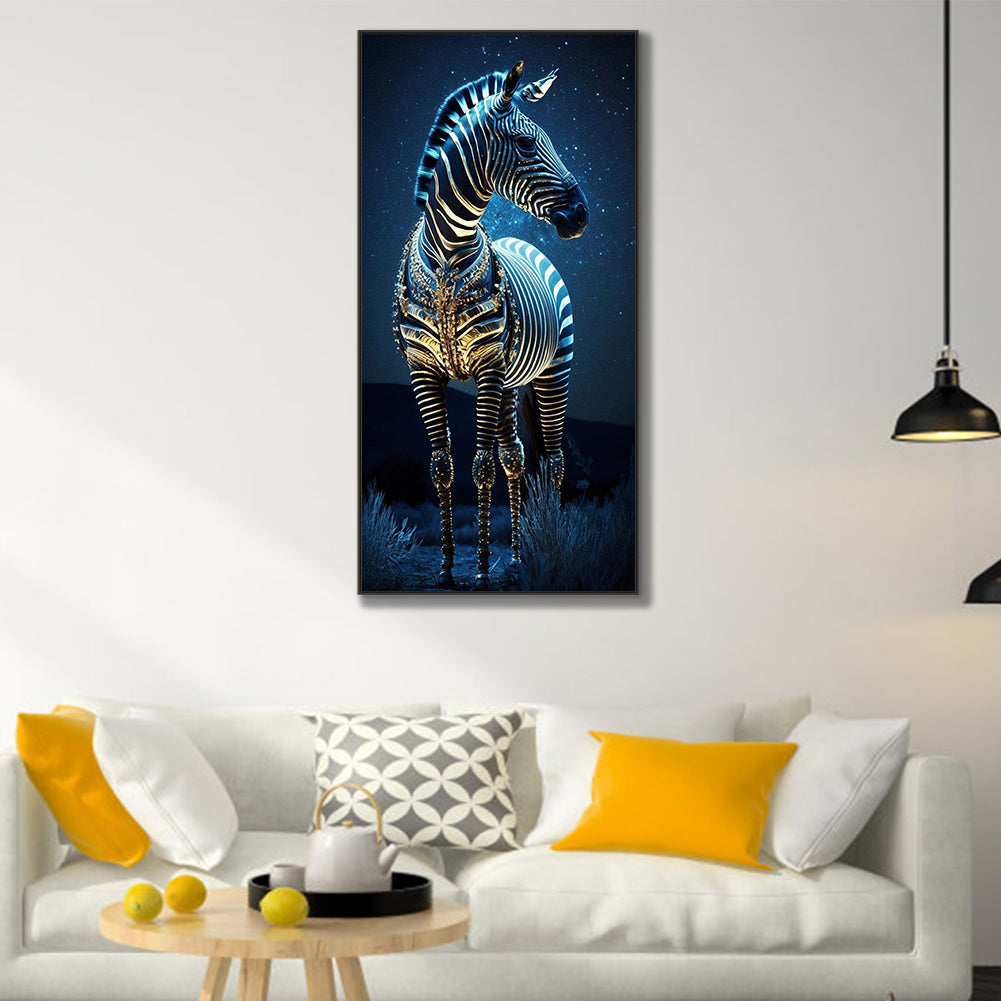 Zebra Under The Starry Night - Full Square Drill Diamond Painting 40*80CM