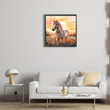 Field Horse - Full Round Drill Diamond Painting 30*30CM