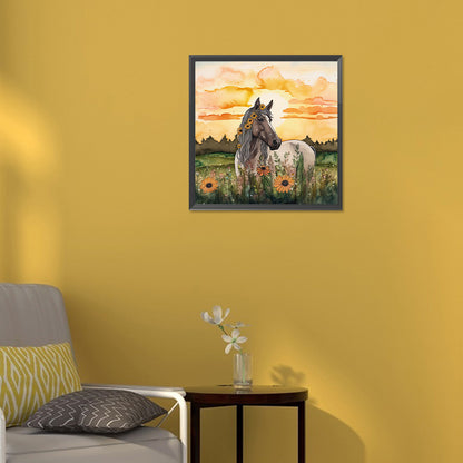 Field Horse - Full Round Drill Diamond Painting 30*30CM
