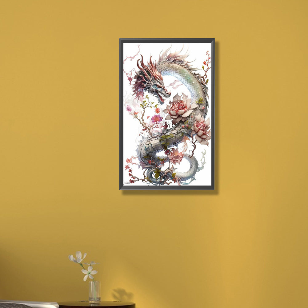 Dragon And Flower - Full Square Drill Diamond Painting 30*50CM