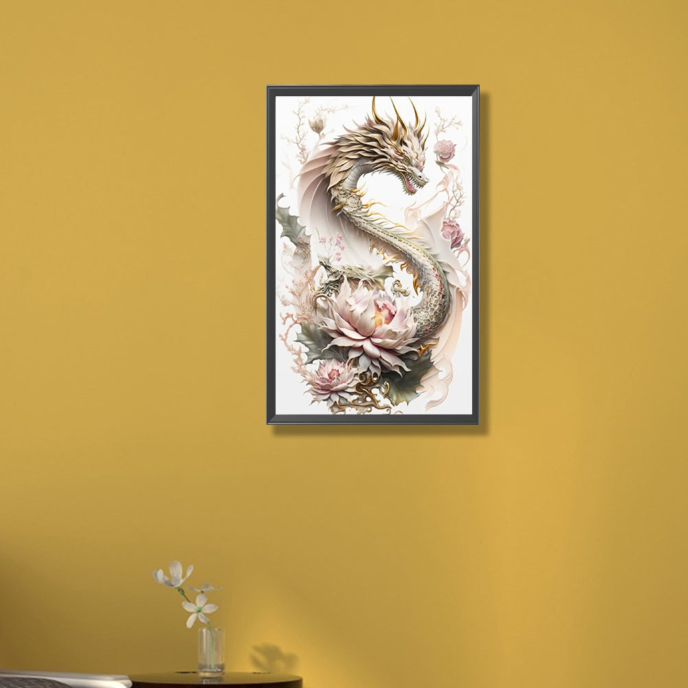 Dragon And Flower - Full Square Drill Diamond Painting 30*50CM