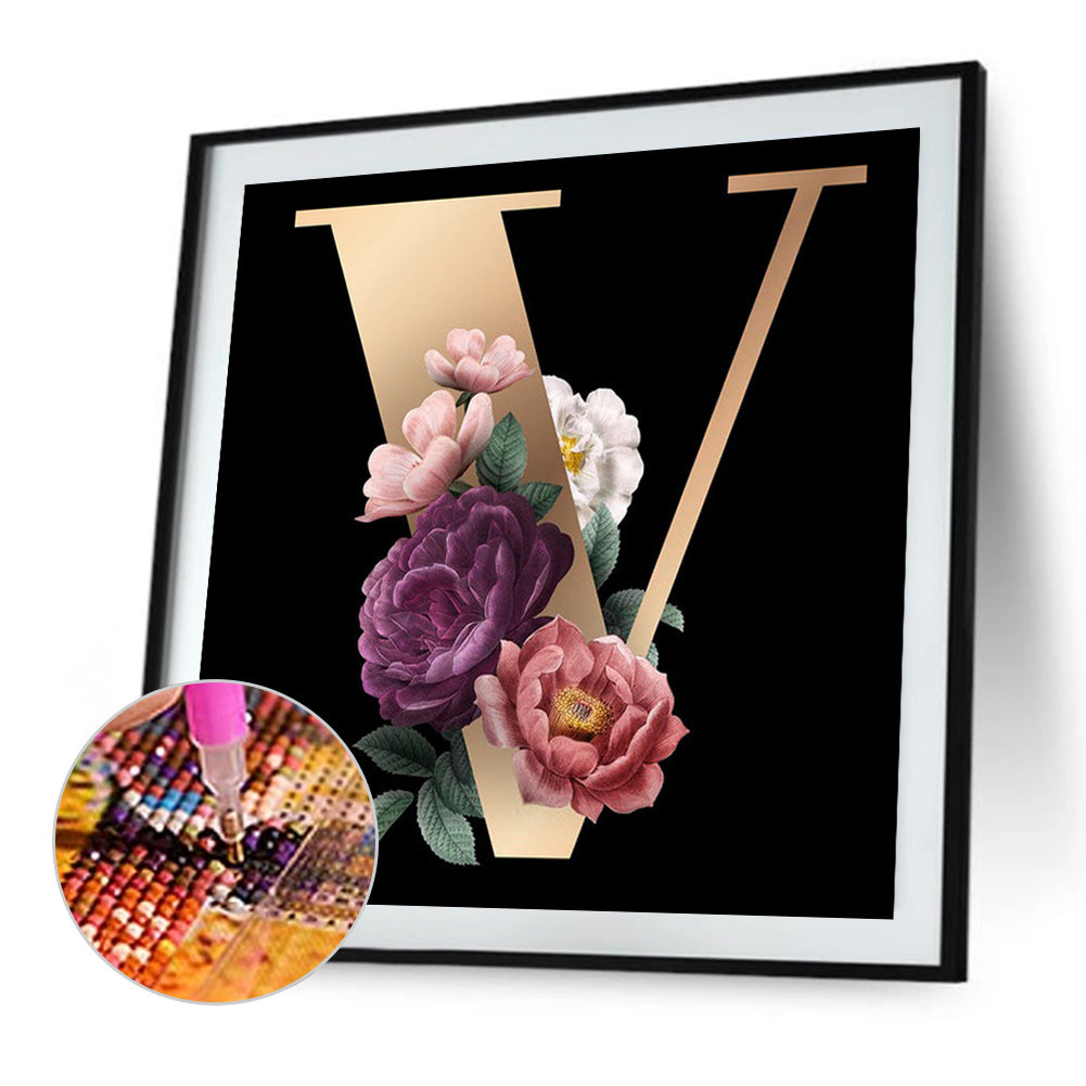 Letter V - Full Square Drill Diamond Painting 45*45CM
