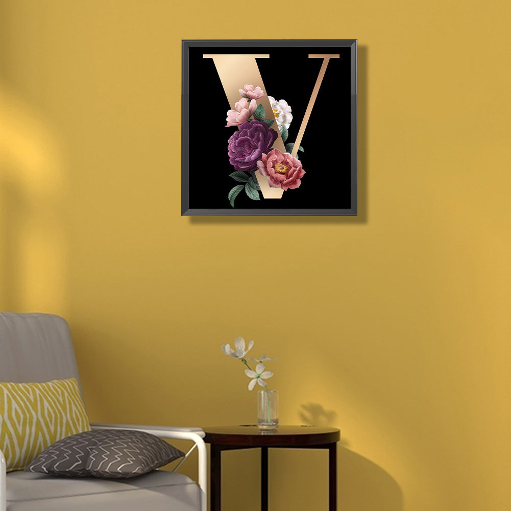 Letter V - Full Square Drill Diamond Painting 45*45CM