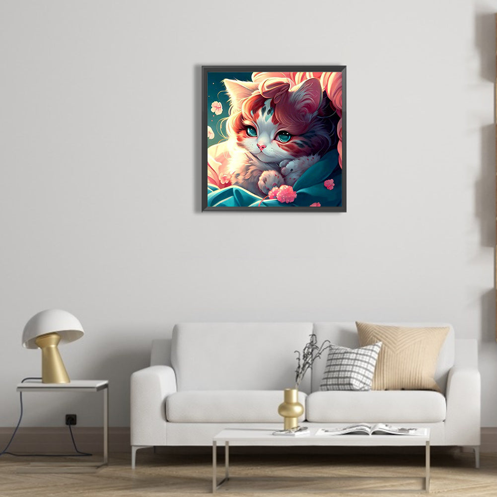 Wake Up Cat - Full Round Drill Diamond Painting 30*30CM