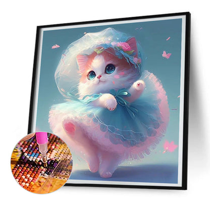 Dancing Cat - Full Round Drill Diamond Painting 30*30CM