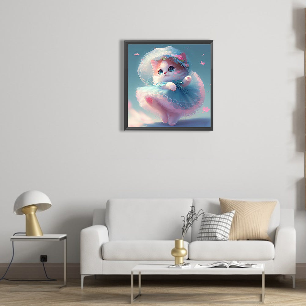 Dancing Cat - Full Round Drill Diamond Painting 30*30CM