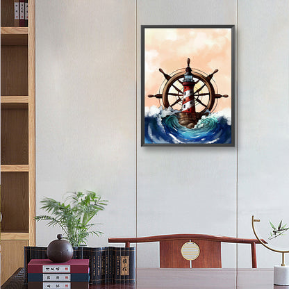 Wheel Lighthouse - Full Round Drill Diamond Painting 30*40CM