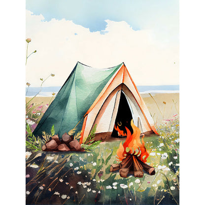 Camping - Full Round Drill Diamond Painting 30*40CM
