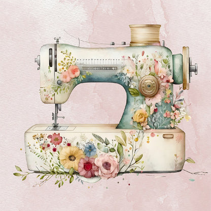 Sewing Machine - Full Round Drill Diamond Painting 30*30CM