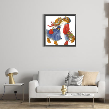 Dating Cat Couples - Full Round Drill Diamond Painting 30*30CM