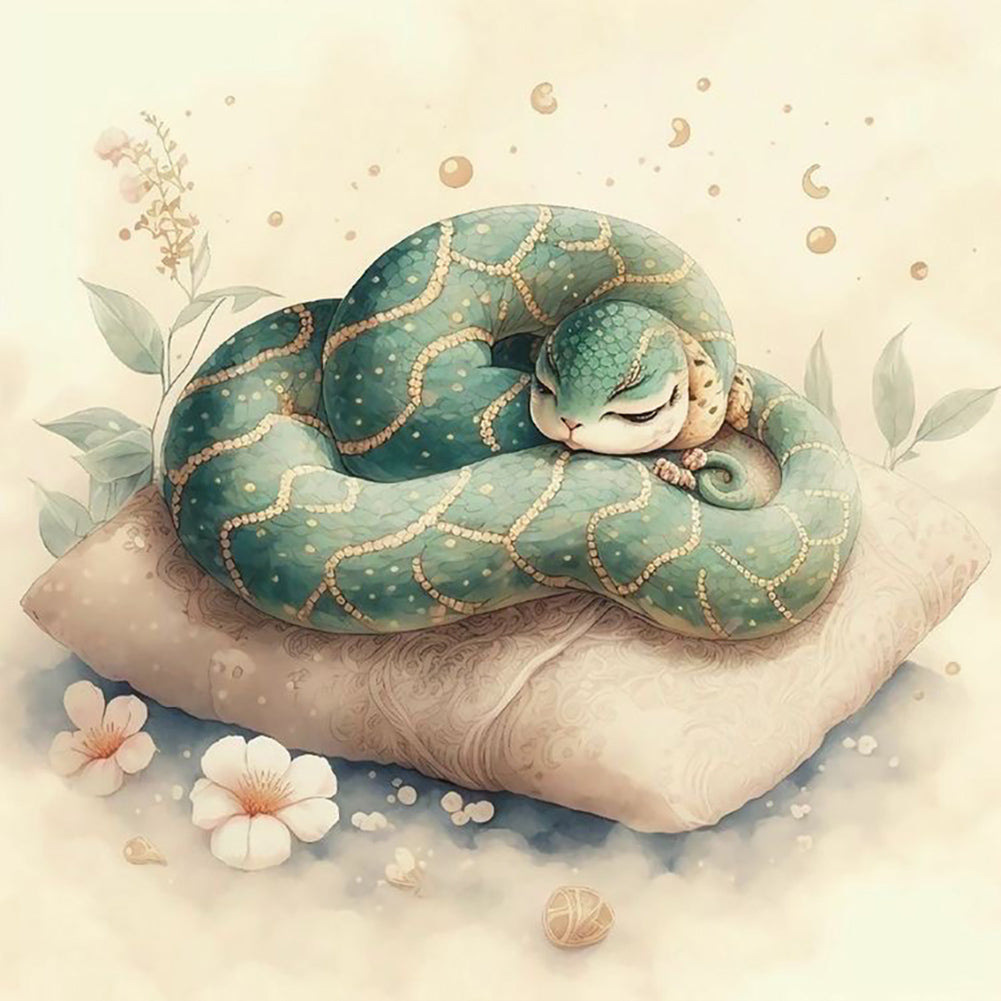 Green Snake - Full Round Drill Diamond Painting 30*30CM