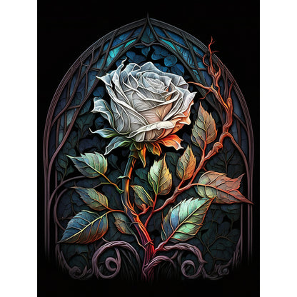 Blooming Rose Glass Painting - Full Round Drill Diamond Painting 30*40CM