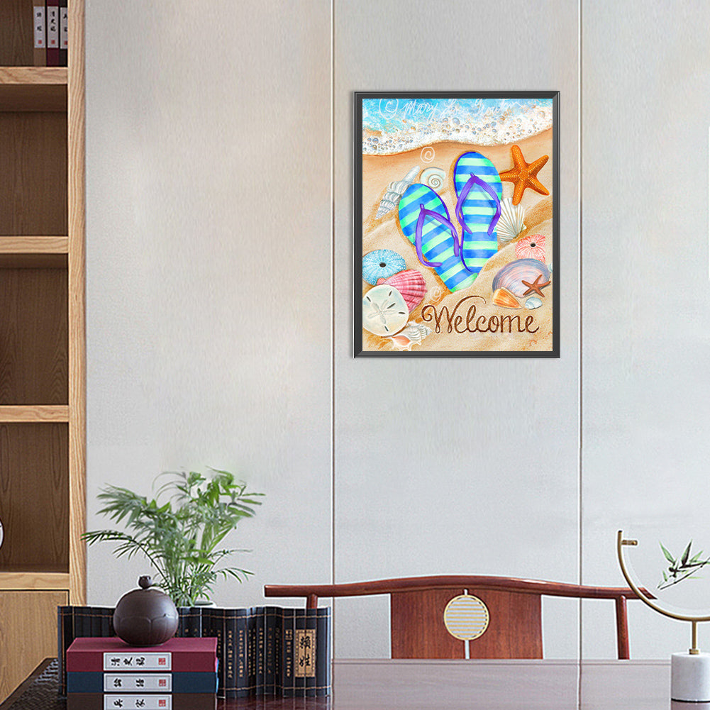 Beach Slippers - Full Round Drill Diamond Painting 30*40CM