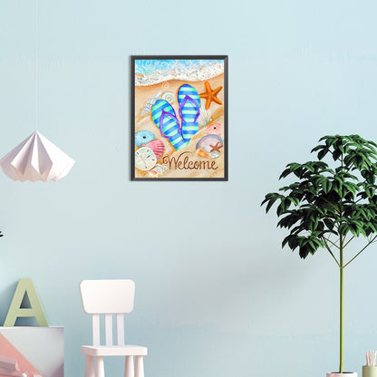 Beach Slippers - Full Round Drill Diamond Painting 30*40CM