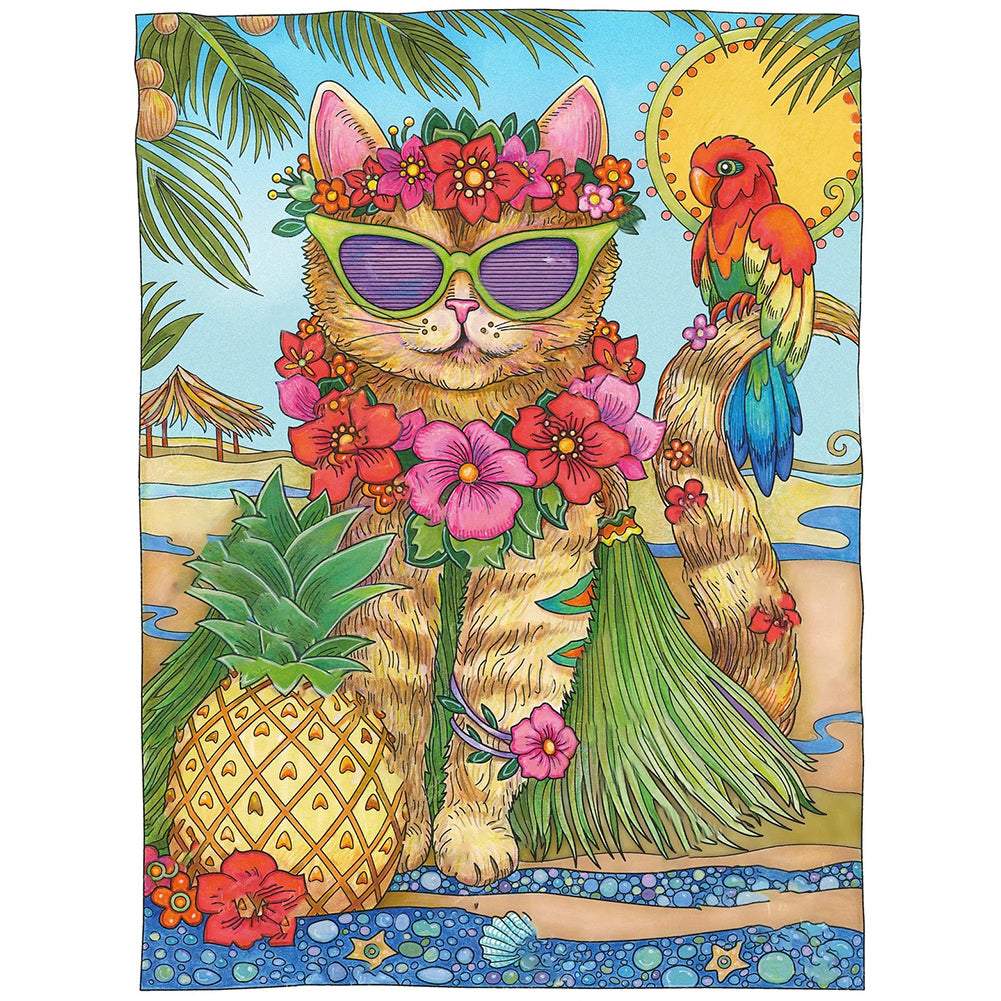 Holiday Cat - Full Round Drill Diamond Painting 30*40CM