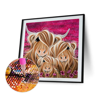 Highland Yak Family - Full Square Drill Diamond Painting 35*35CM