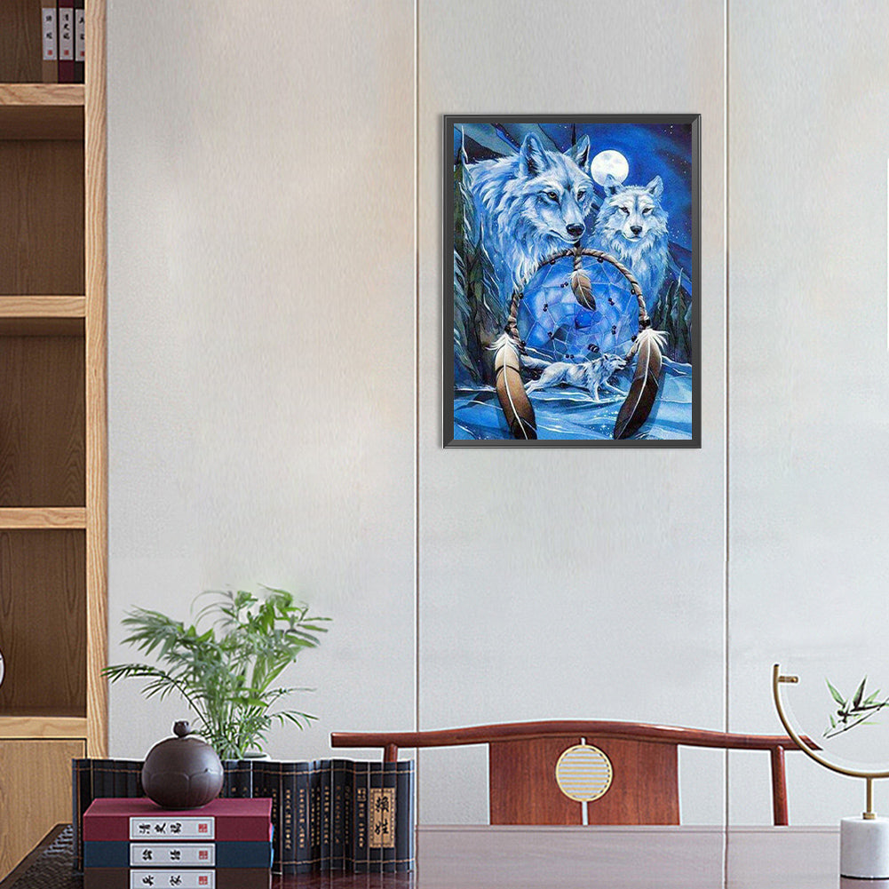 Wolf Head Dream Catcher - Full Round Drill Diamond Painting 30*40CM