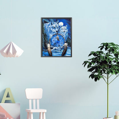 Wolf Head Dream Catcher - Full Round Drill Diamond Painting 30*40CM
