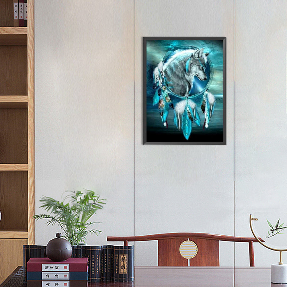 Wolf Head Dream Catcher - Full Round Drill Diamond Painting 30*40CM