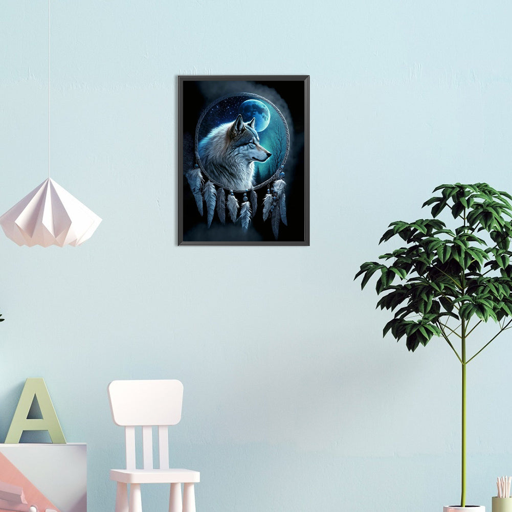 Wolf Head Dream Catcher - Full Round Drill Diamond Painting 30*40CM