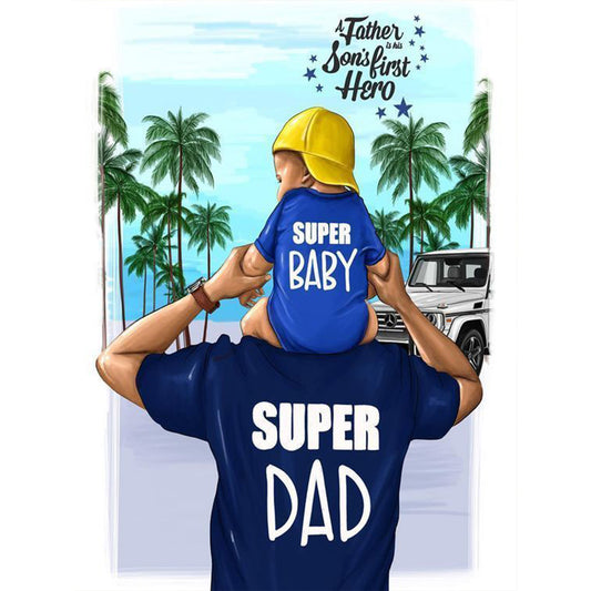 Parent-Child Time Father'S Day - Full Round Drill Diamond Painting 30*40CM